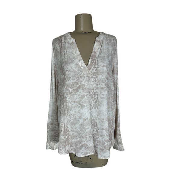 Ava & Grace Ivory Tunic Blouse Gold Metallic Dot Shiny Sz XL Roll Tab Sleeve - Picture 1 of 5